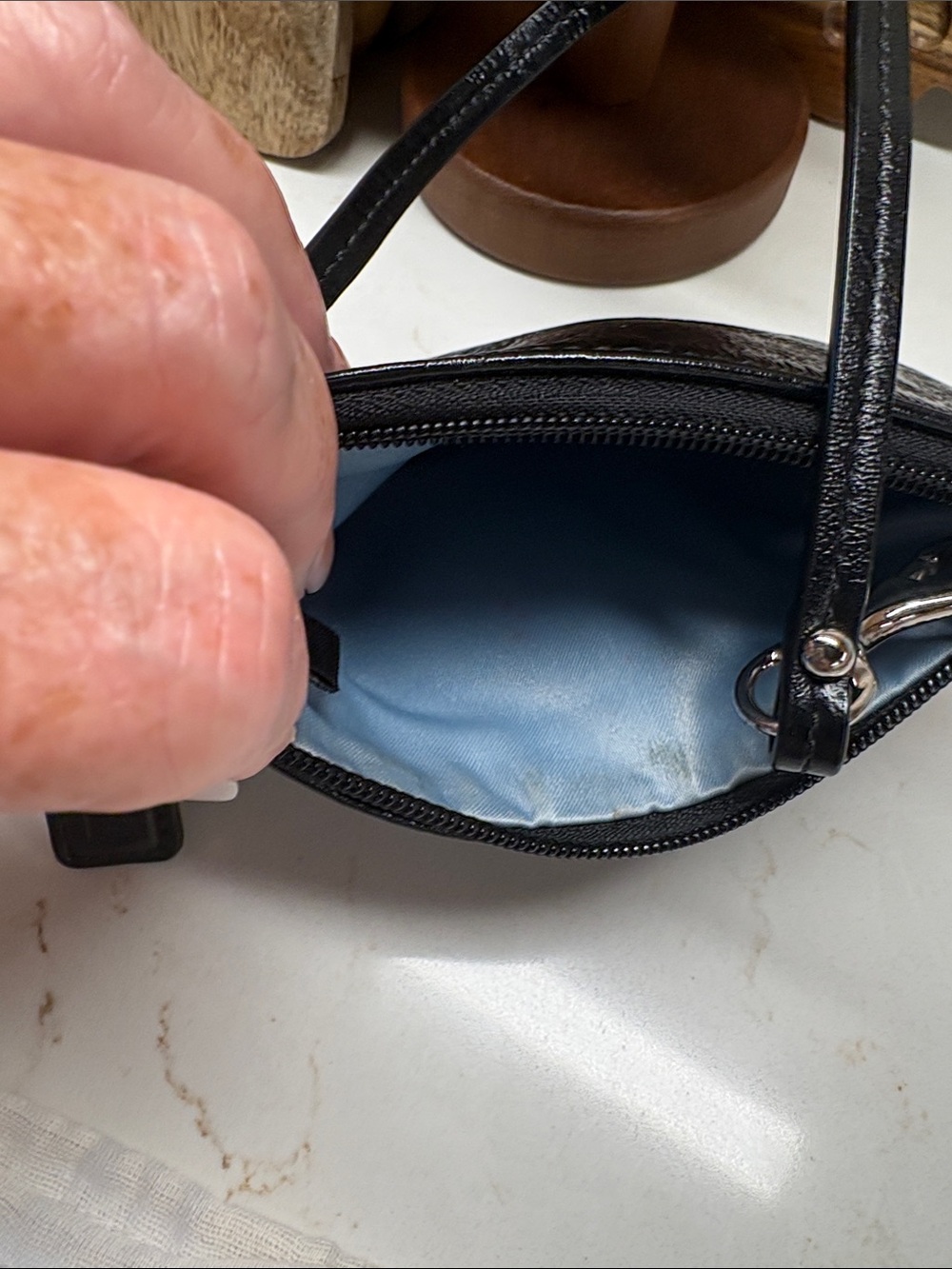Coach Glazed Black Leather Wristlet - Picture 7 of 7
